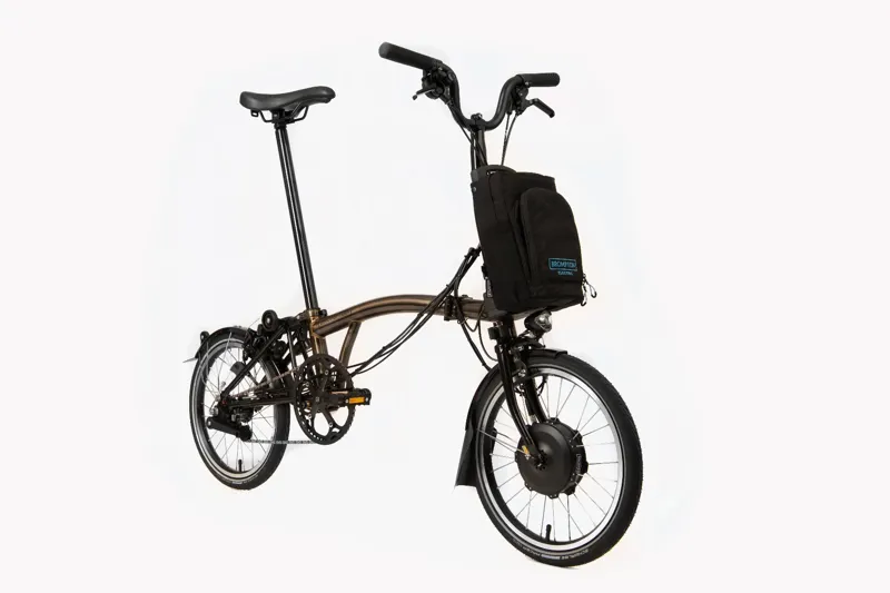 Brompton Electric C-Line Explore Mid Bar Folding Electric Bike 2022 Black Laquer-1